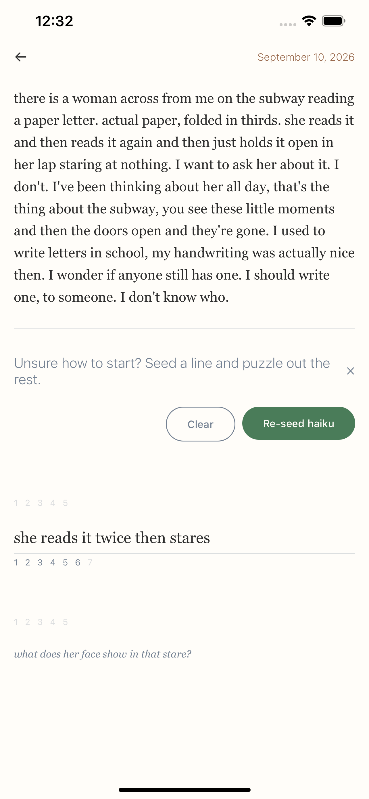 Seeding a haiku line in Oku
