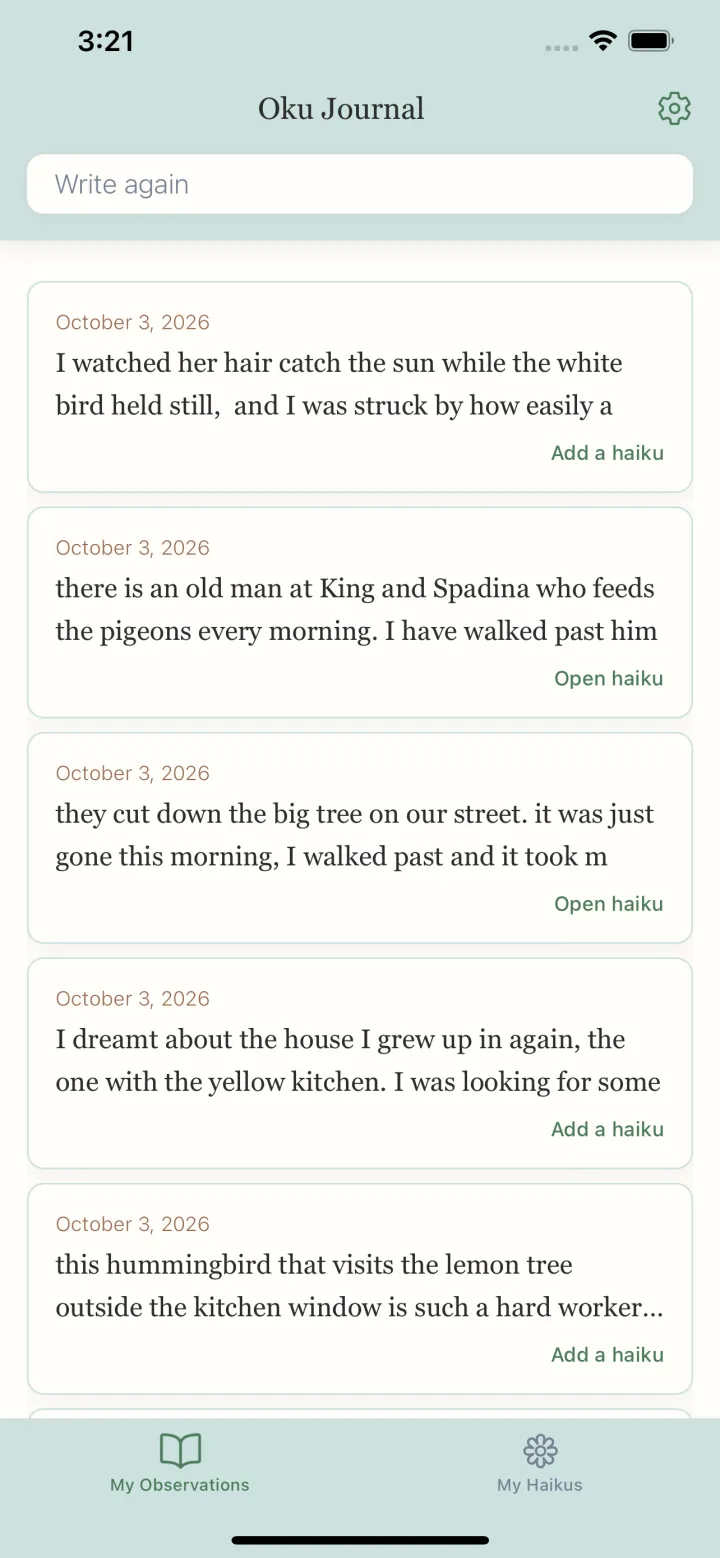 The saved cockatoo observation in the Oku Journal list of observations